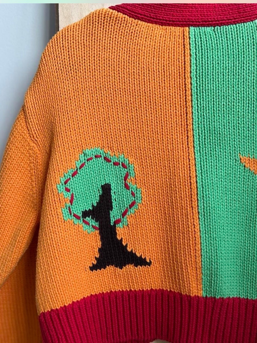 ZARA Colorblock Knit Cardigan in Green, Orange, Red, Pink and Yellow - Picture 7 of 8